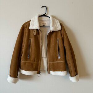 Universal Thread Tan Teddy Jacket with Cream Accents